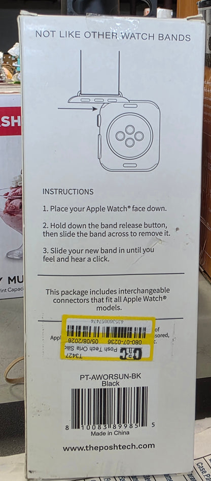 Posh Tech Orla Silicone Steel Band for Apple Watch - Black