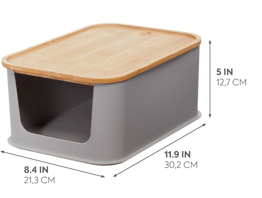 iDesign Plastic 11.9" Medium Open Front Storage Bin with Handle Grey
