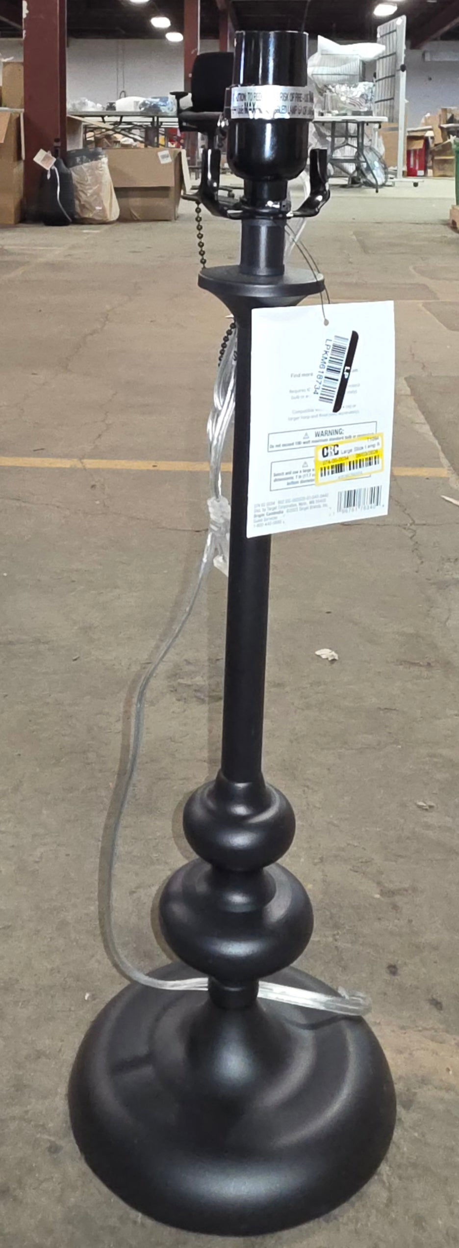 Large Stick Lamp Base Black - Threshold™: ETL Listed, Metal