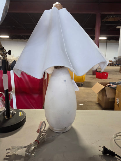 Wavy Shade Collection with Ceramic Base Table Lamp White