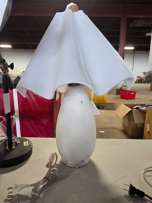 Wavy Shade Collection with Ceramic Base Table Lamp White