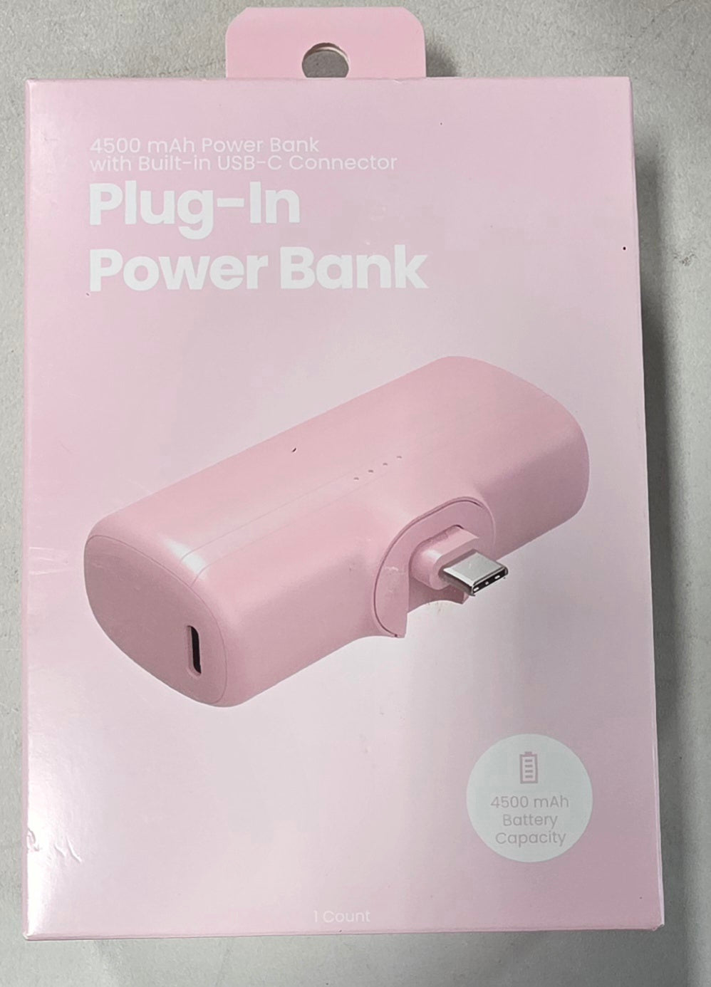 GEMS 4500mAh Plug in Power Bank - Pink