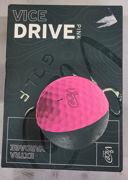 Vice Golf Vice Drive Golf Balls 12pk - Pink: Polybutadiene Core, Ionomer Shell