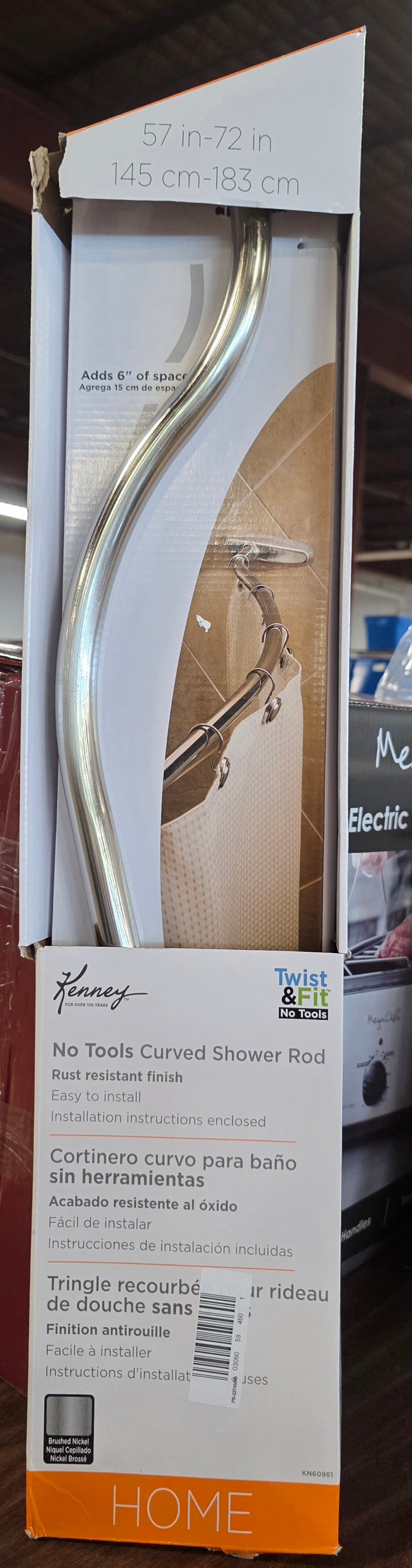 Kenney Curved 57-72 INCH Adjustable Tension Shower Curtain Rod