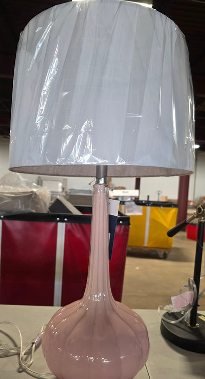 28.5" Bette Glass Teardrop Lamp Set of 2: JONATHAN Y, White Drum Shade