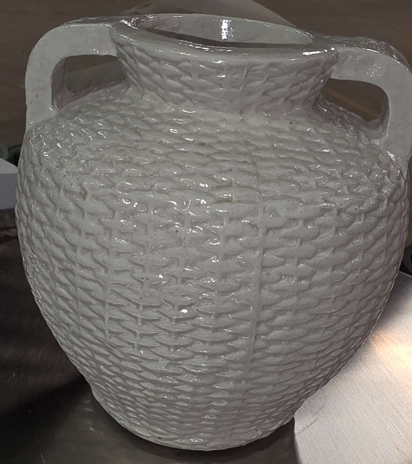 10.5" Small Woven Texture Ceramic Vase Cream - Threshold™ designed with Studio McGee