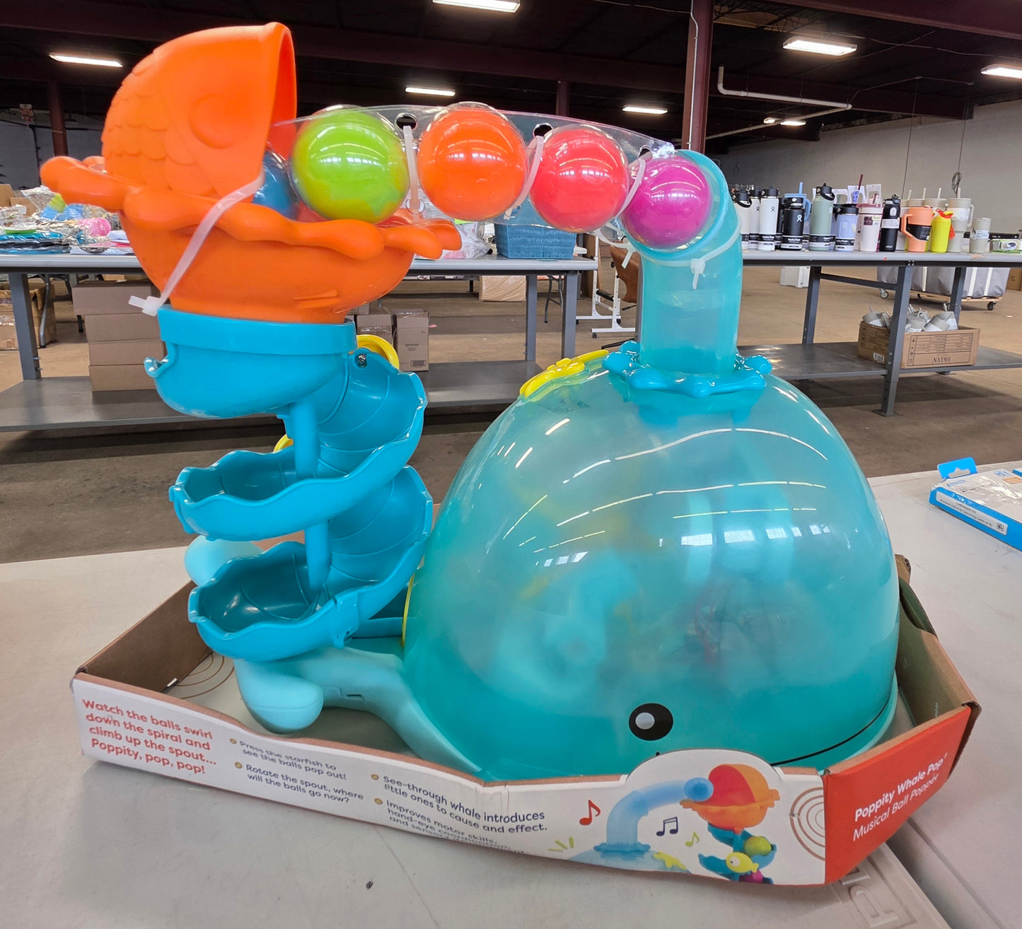 B. toys - Musical Ball Popper - Poppity Whale Pop: Fine Motor Skills Toy with Music & Lights