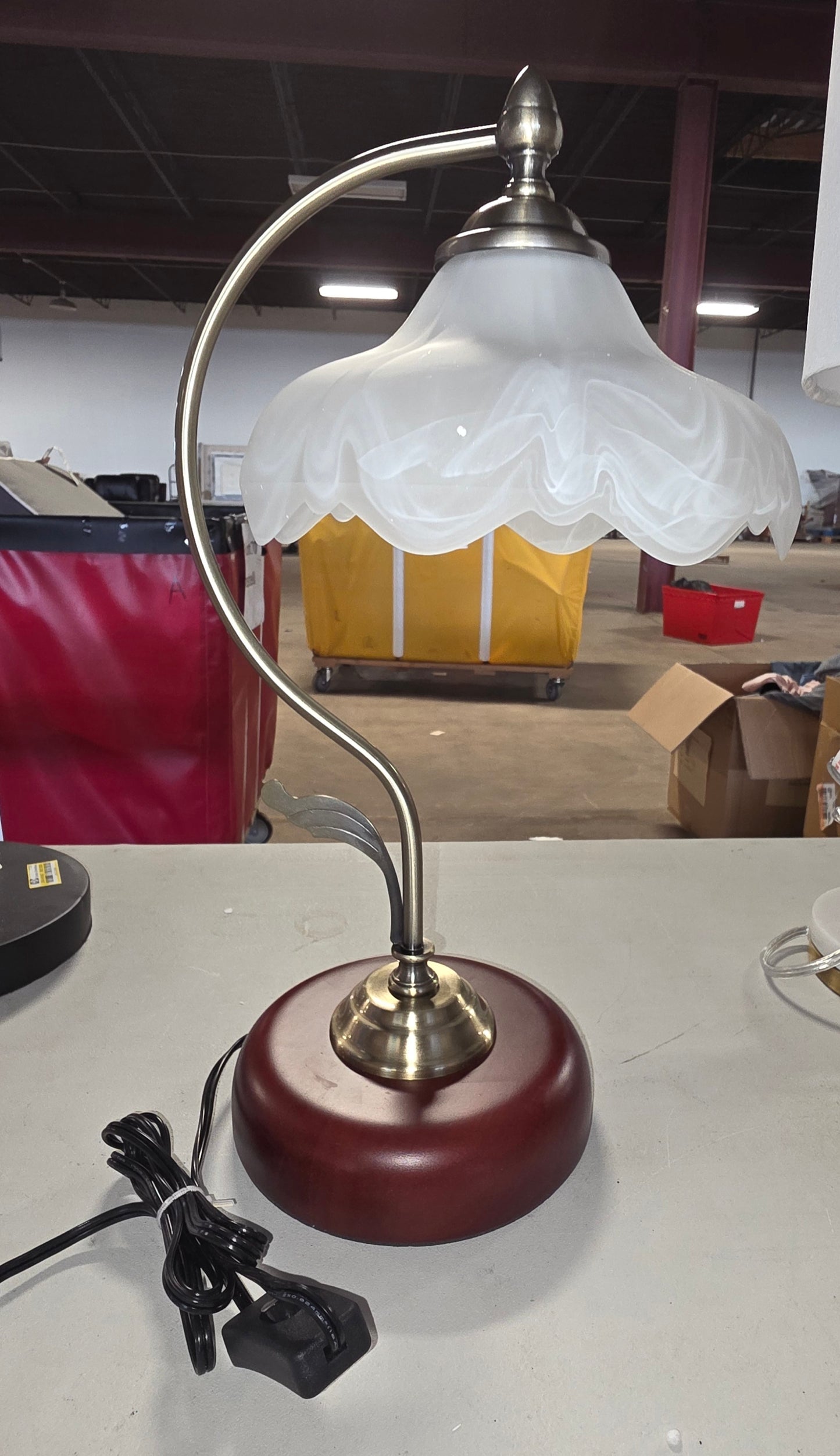 Gold Flower Table Lamp Glass Shade