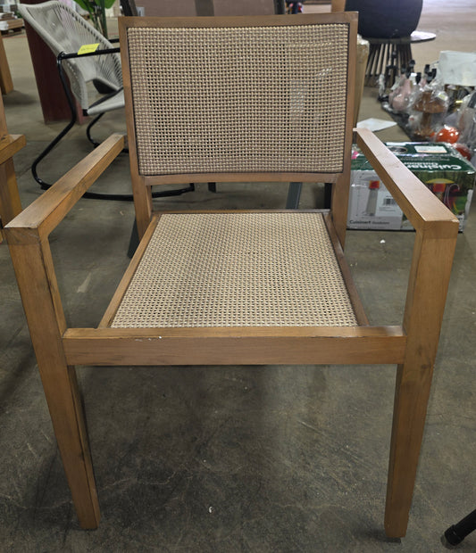 Wood Caning Stackable Patio Chair Brown - Threshold™ designed with Studio McGee. AS-IS PICKUP ONLY