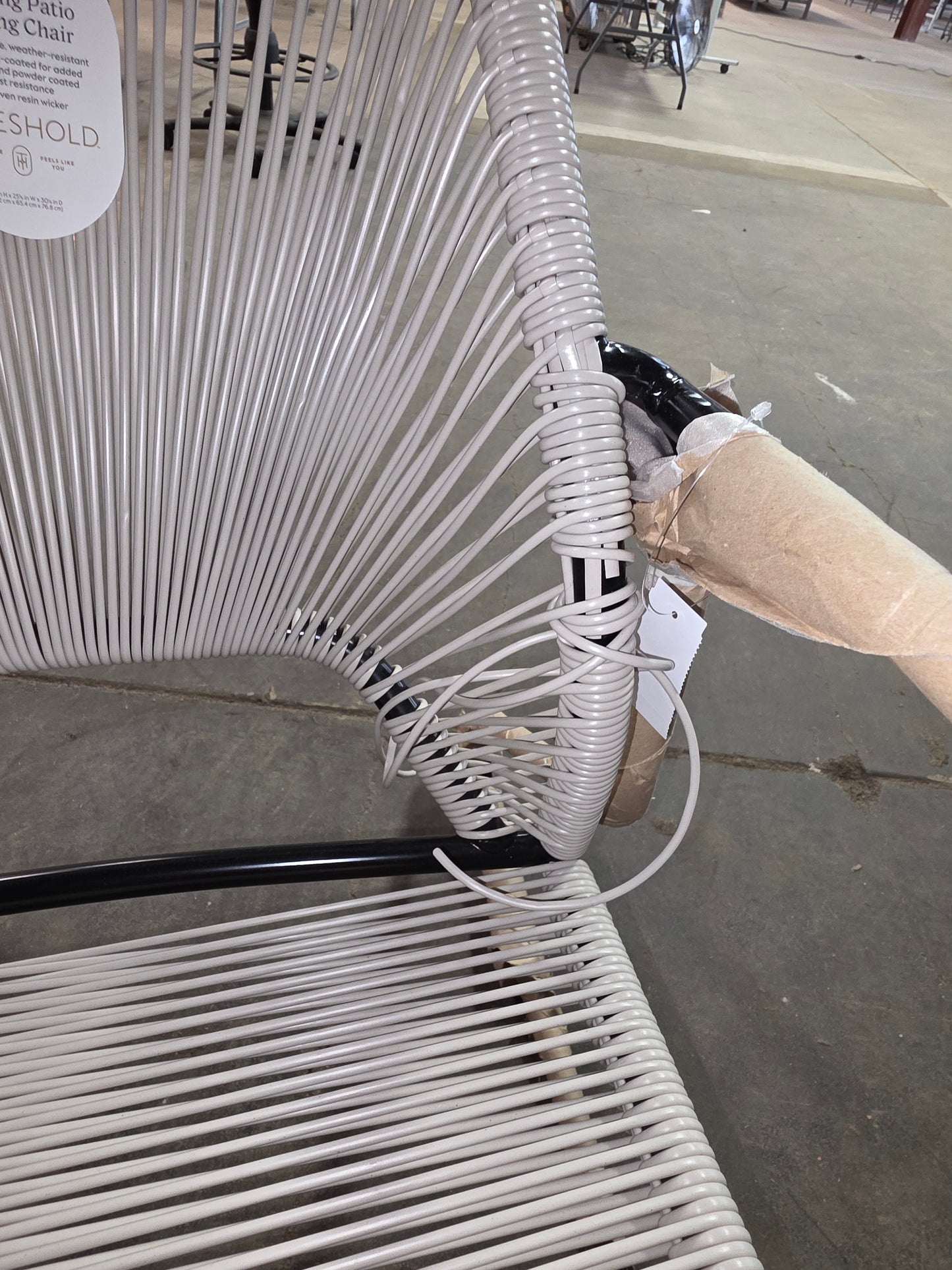 Outdoor Patio Rocking Chair Gray with Black Frame - AS-IS for PICKUP ONLY