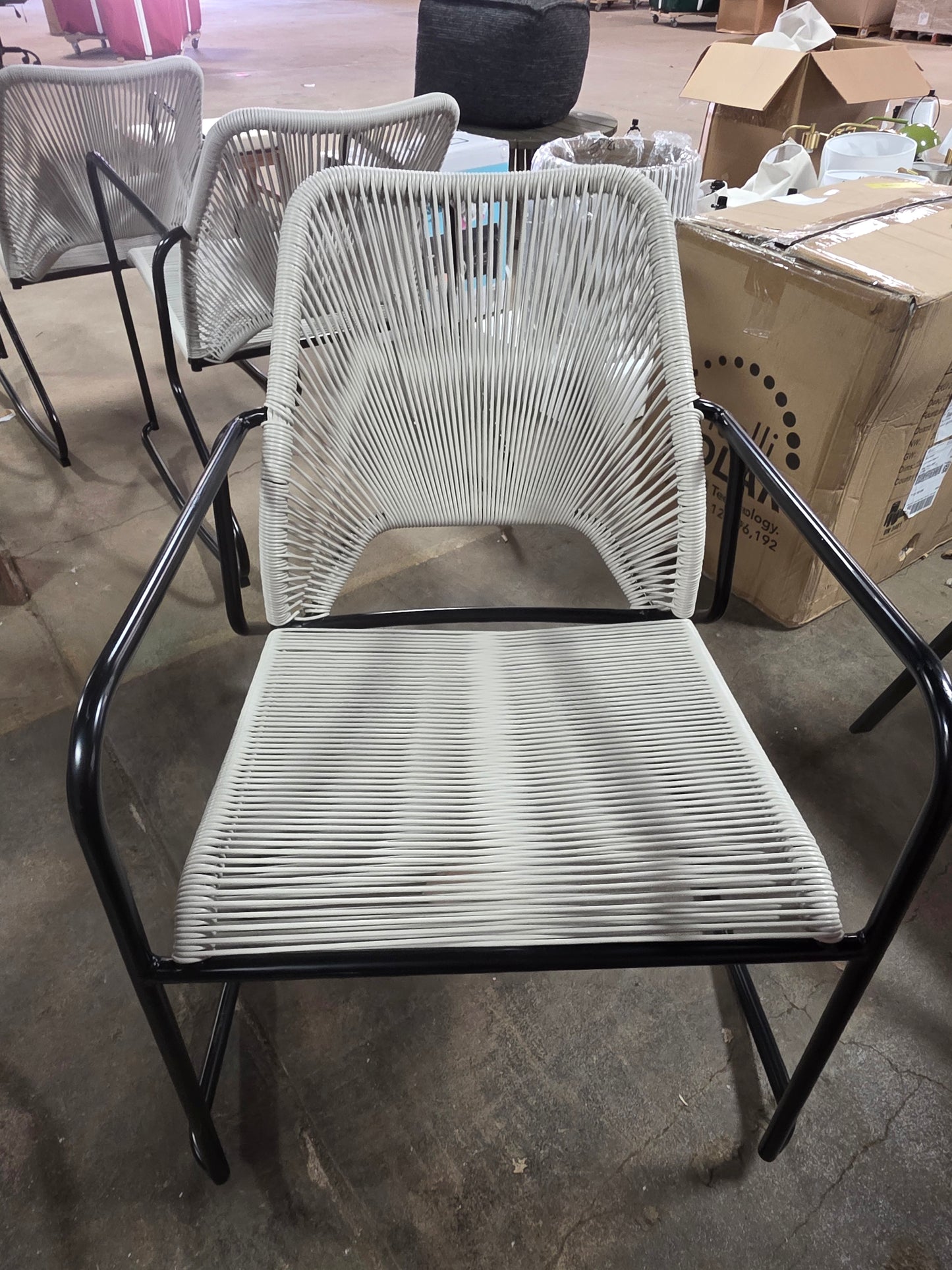 Outdoor Patio Rocking Chair Gray with Black Frame  for PICKUP ONLY