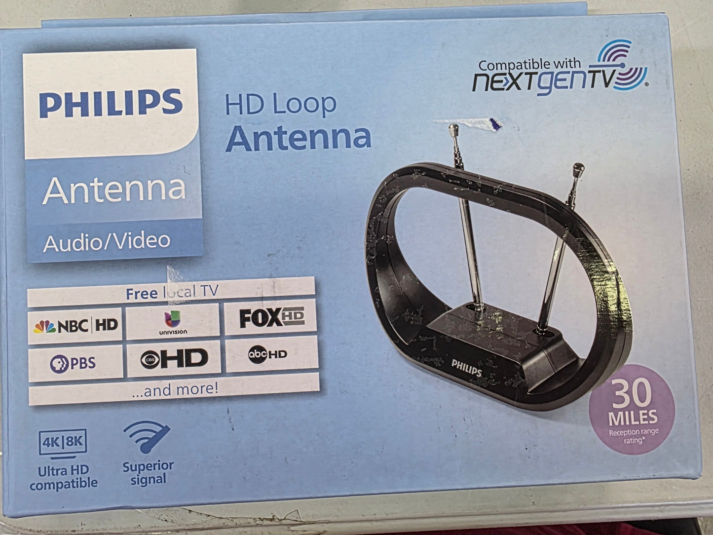 Philips Modern HD Passive Antenna - Black: Semi-Directional Set-Top Mount