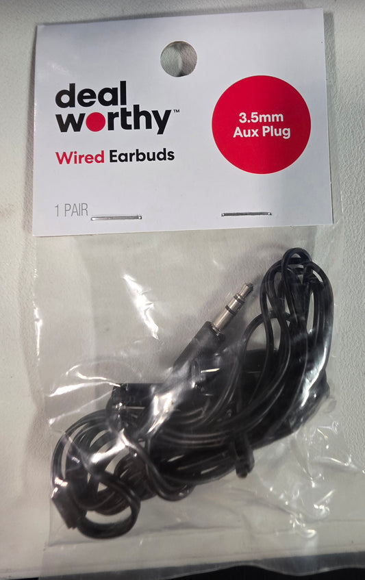 Wired Earbuds - Dealworthy™ Black: 3.5mm Jack In-Ear Headphones, ABS Cushion