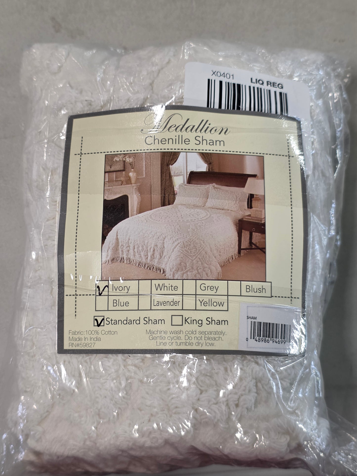 Medallion Pillow Sham, Standard Size, Ivory