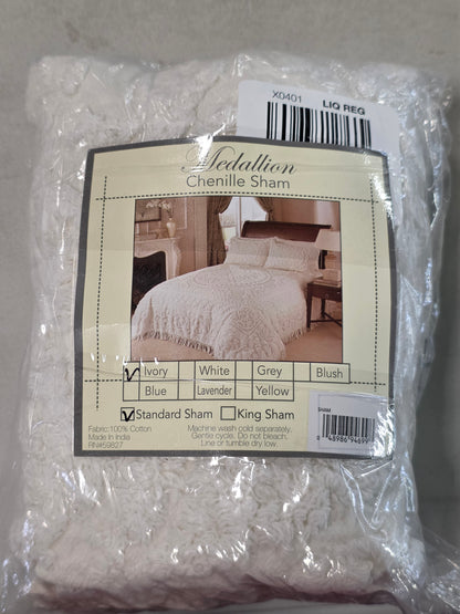 Medallion Pillow Sham, Standard Size, Ivory