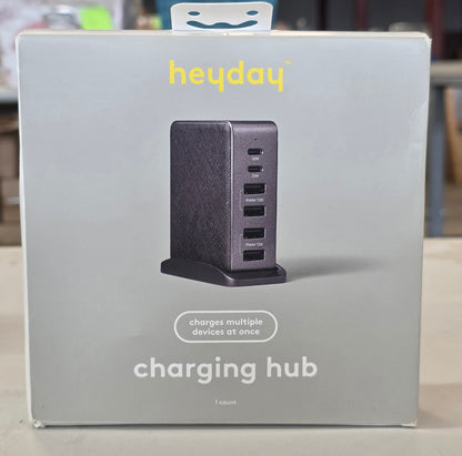 6-Port Charging Hub Vertical 2C + 4A - heyday™ Black Saffiano: USB Tower Charger - Open Box