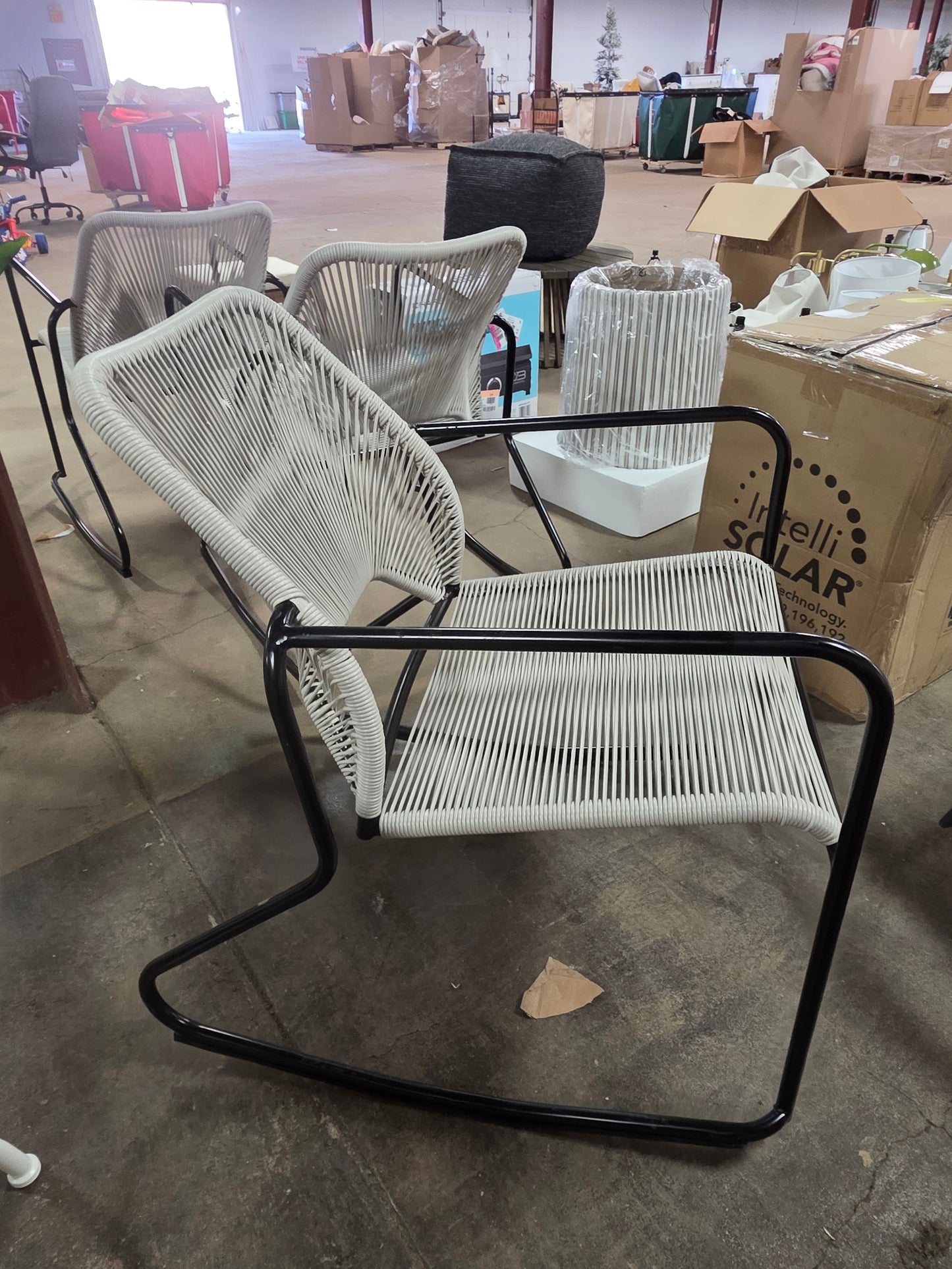 Outdoor Patio Rocking Chair Gray with Black Frame  for PICKUP ONLY