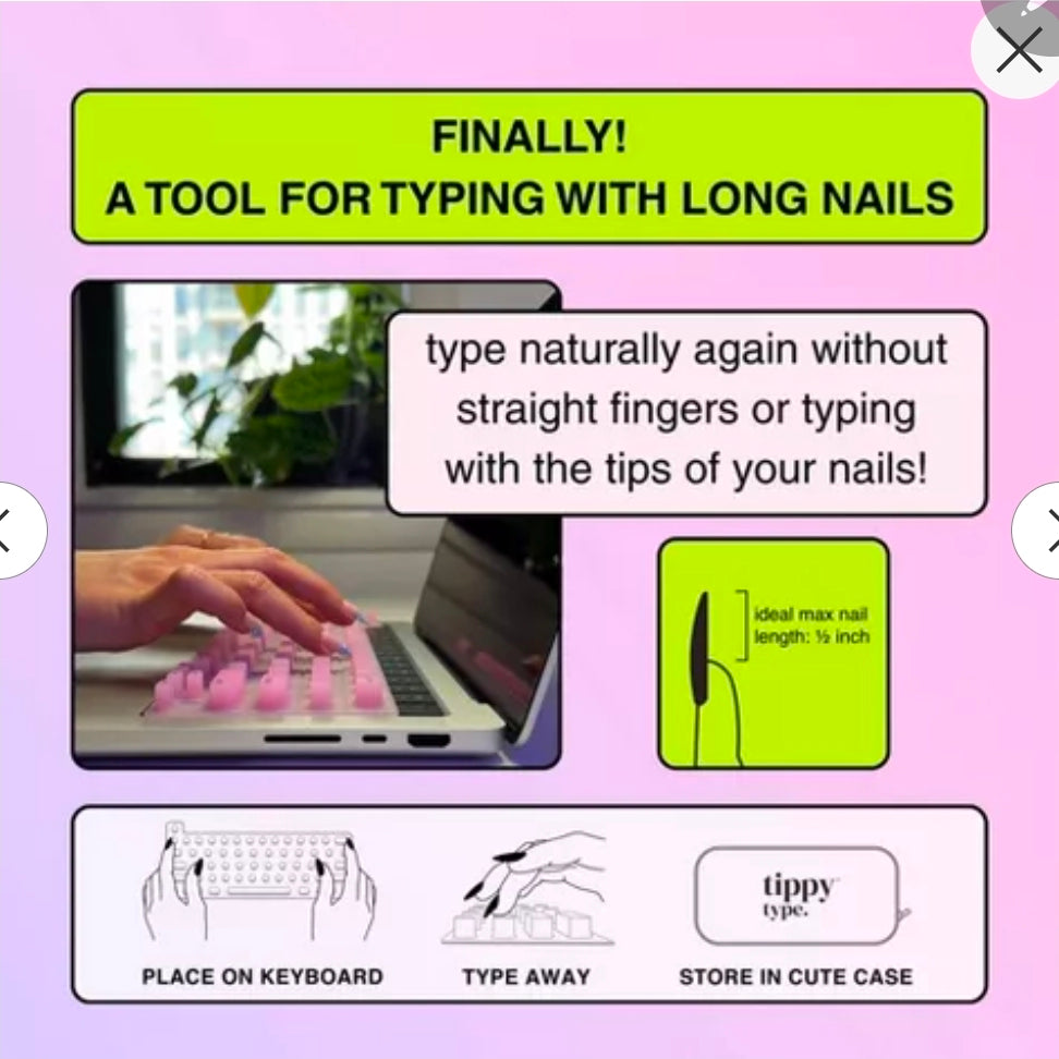 Tippy Type Long Nail Keyboard Cover Compatible with with most Apple devices - Matte Black: Silicone Flexible Slim Design