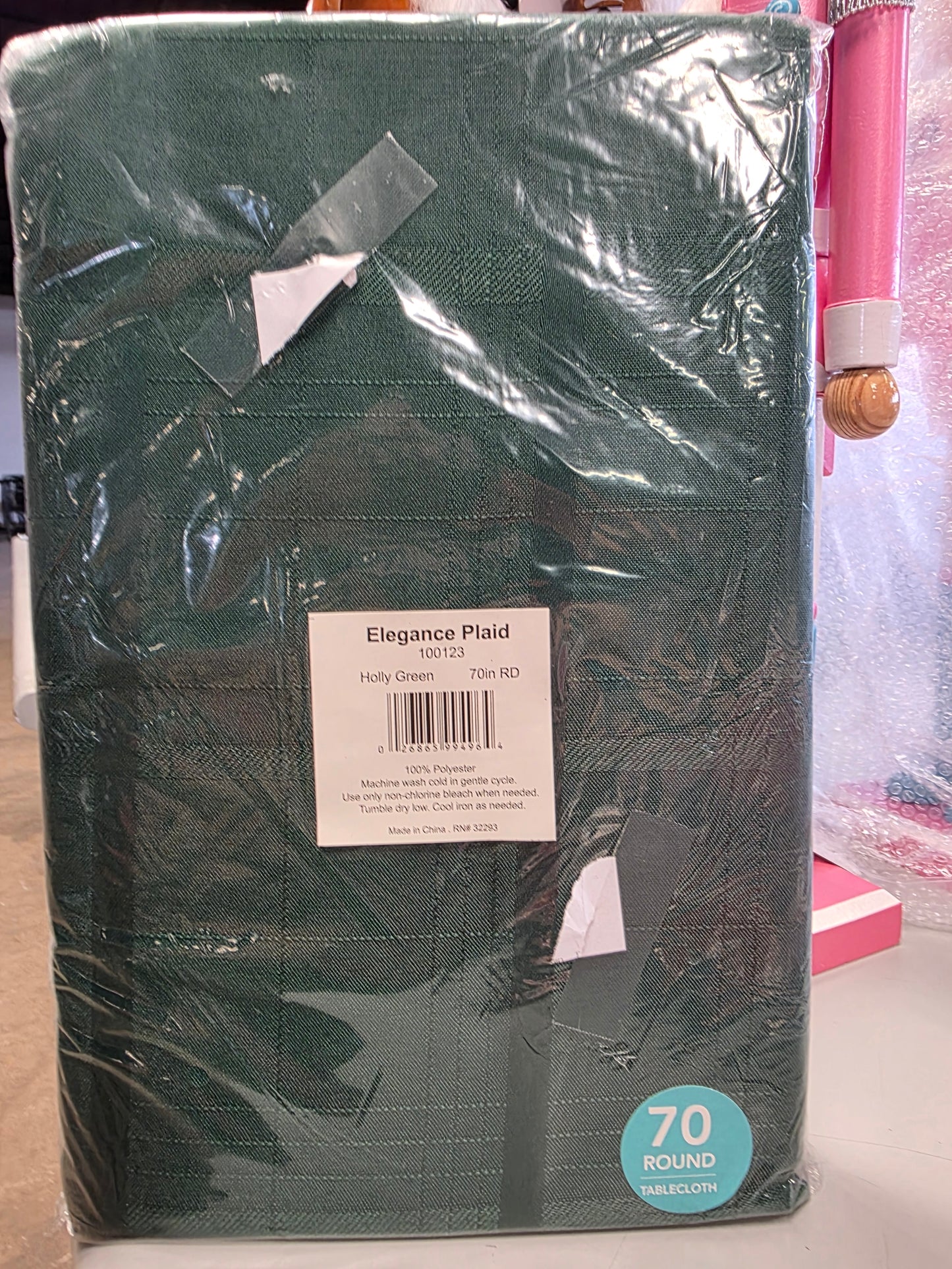 Holly Green Plaid 70" Round Tablecloth