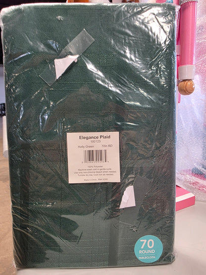 Holly Green Plaid 70" Round Tablecloth