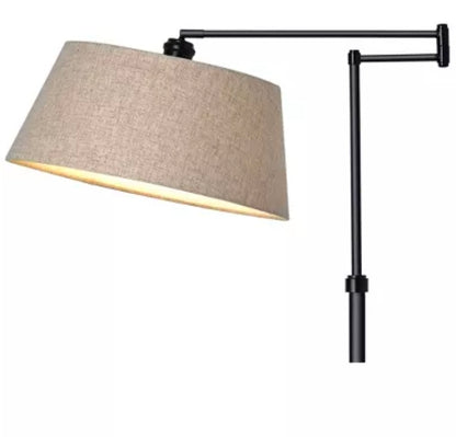 Floor Lamp 58.5"x17" Swing Arm Floor Lamp: Adjustable, Linen Shade, Metal Body