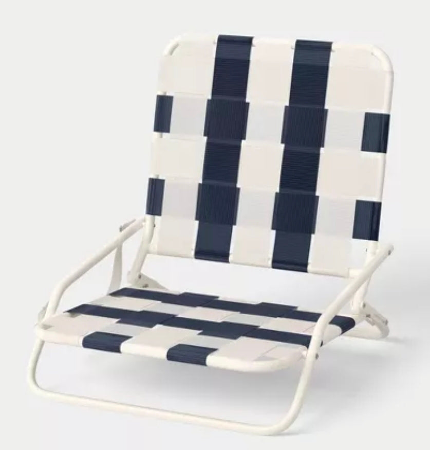 Webstrap Beach Sand Chair Navy Blue & White
