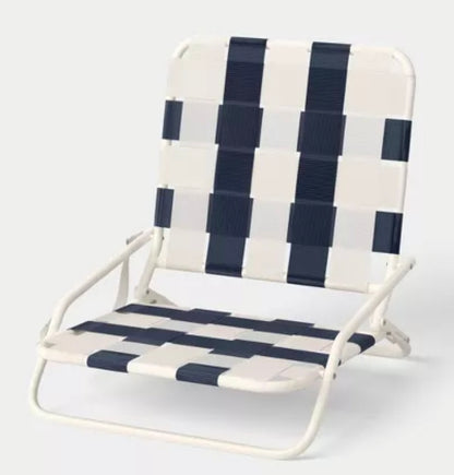 Webstrap Beach Sand Chair Navy Blue & White