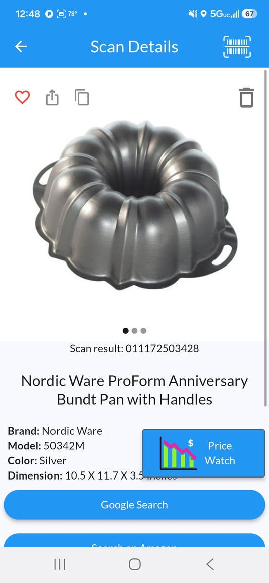 Nordic ware proform anniversary bundt pan with handles