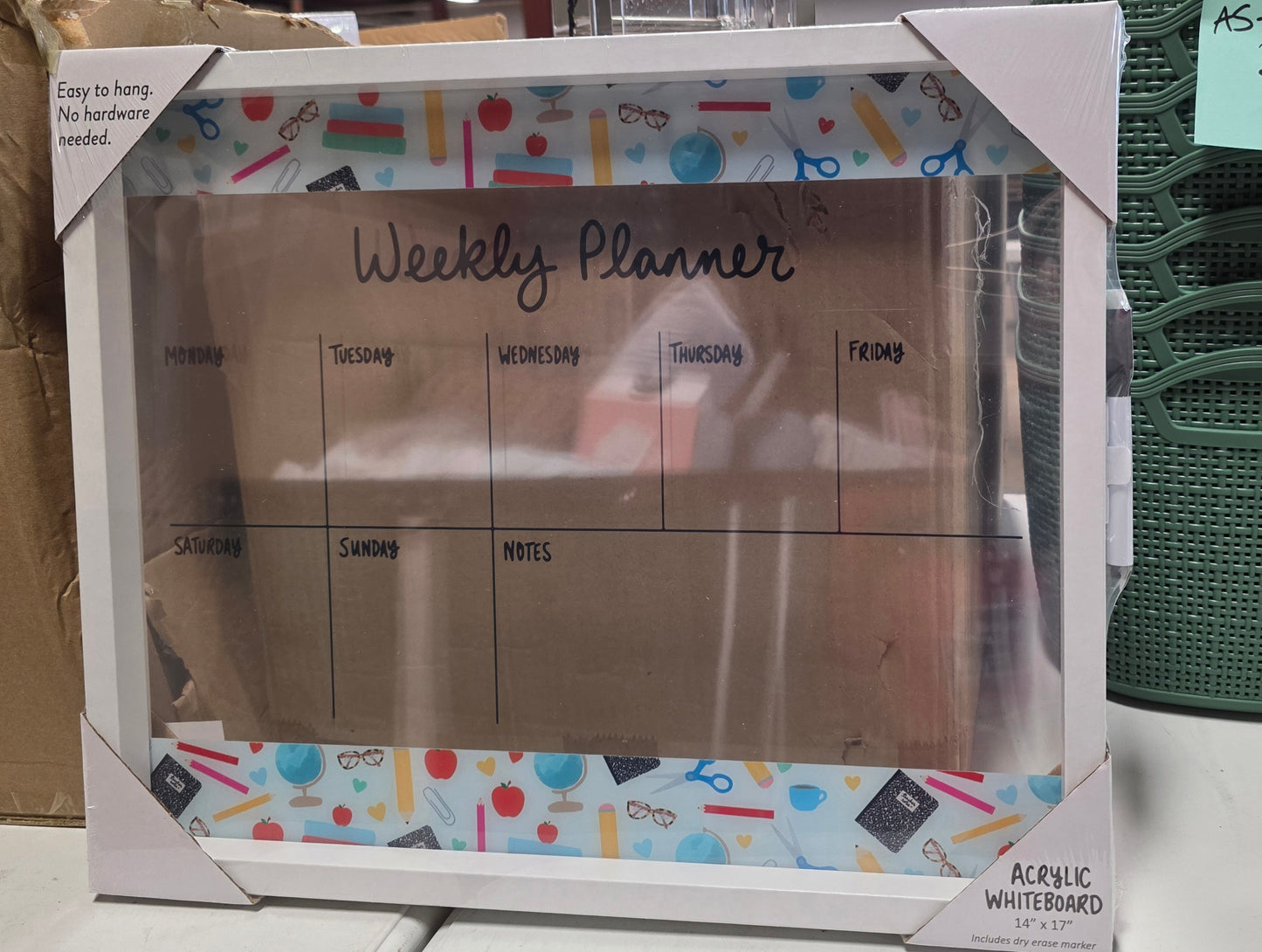 weekly planner acrylic whiteboard school pencils Clear