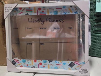 weekly planner acrylic whiteboard school pencils Clear