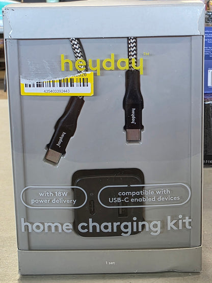 2-Port USB-A USB-C Wall Charger with 6' USB-C to USB-C Braided Cord - heyday™ Matte Black
