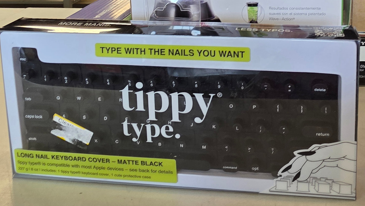 Tippy Type Long Nail Keyboard Cover Compatible with with most Apple devices - Matte Black: Silicone Flexible Slim Design