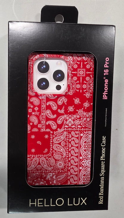 Hello Lux Red Bandana Square iPhone Case - 16 Pro