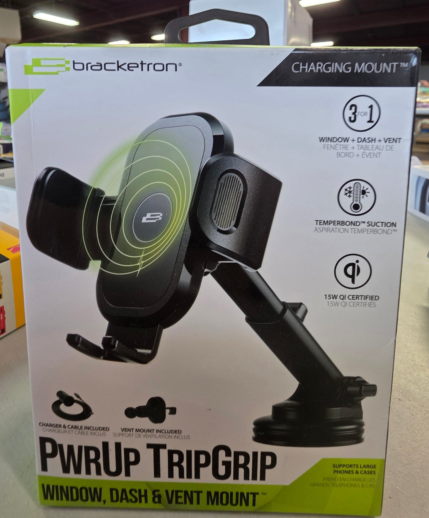 Bracketron PwrUp TripGrip Window/Dash Mount - Black
