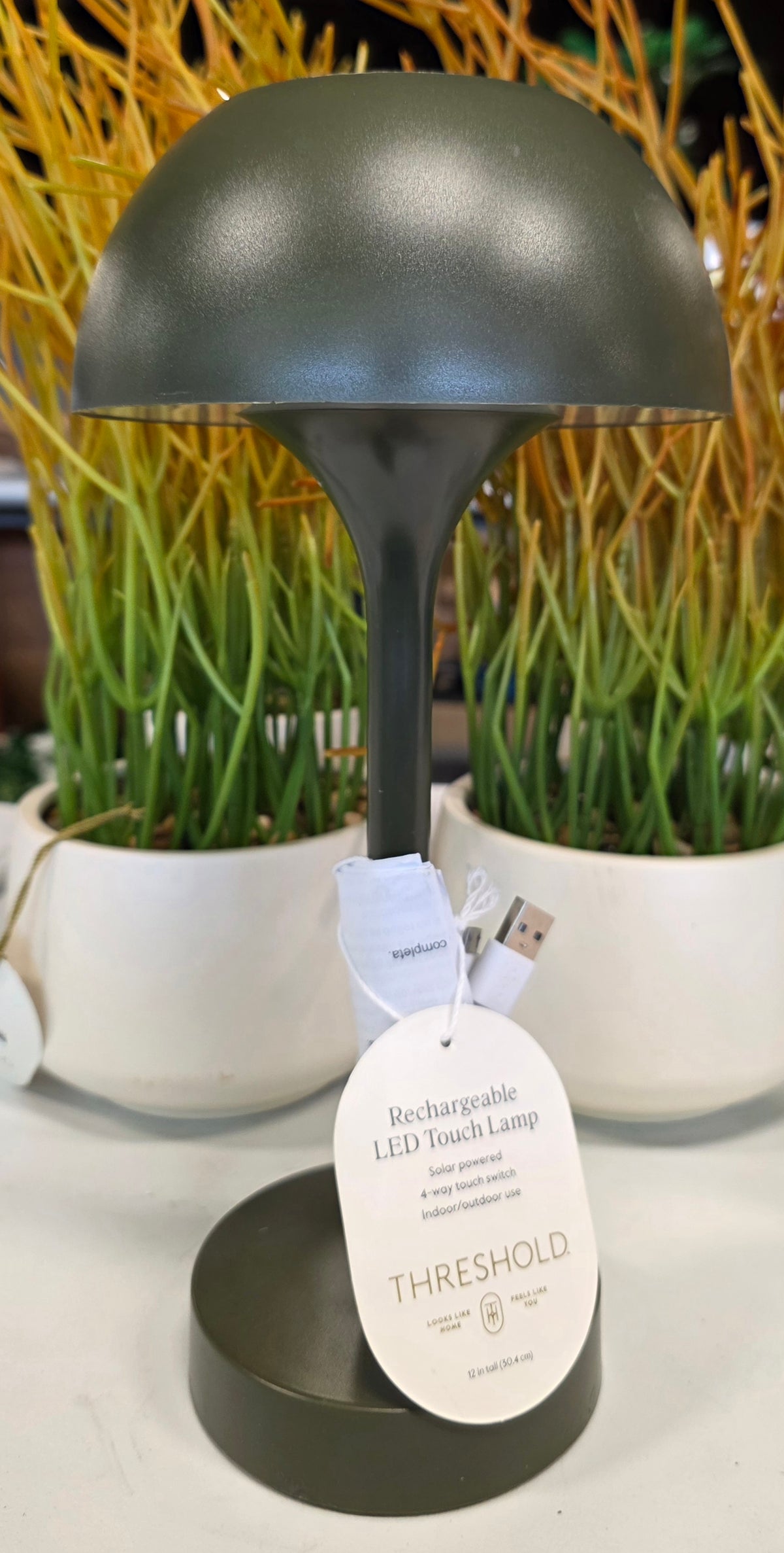 Solar and Rechargeable USB LED Outdoor Table Lamp Green - Threshold™