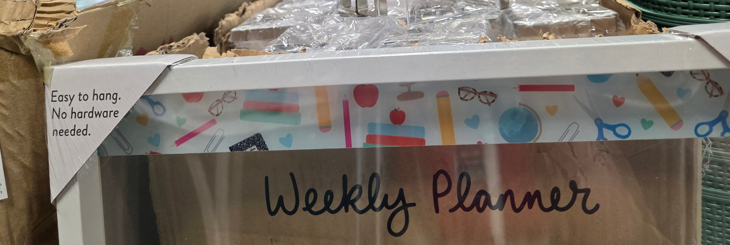 weekly planner acrylic whiteboard school pencils Clear