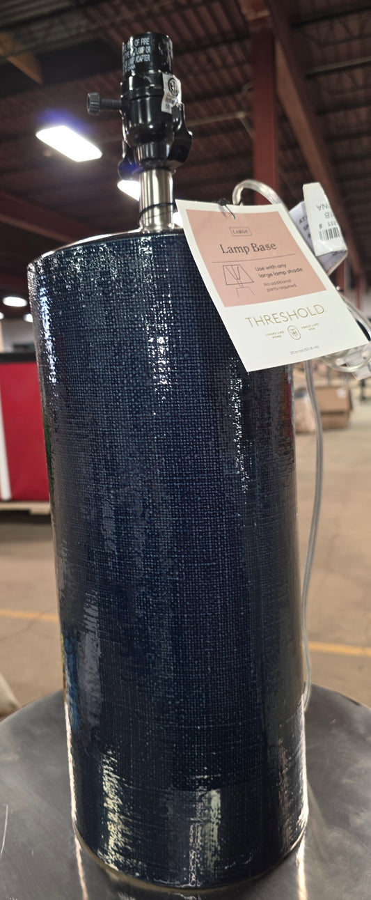 20"x6.5" Linen Textured Ceramic Large Lamp Base Dark Blue - Threshold™ PICKUP ONLY