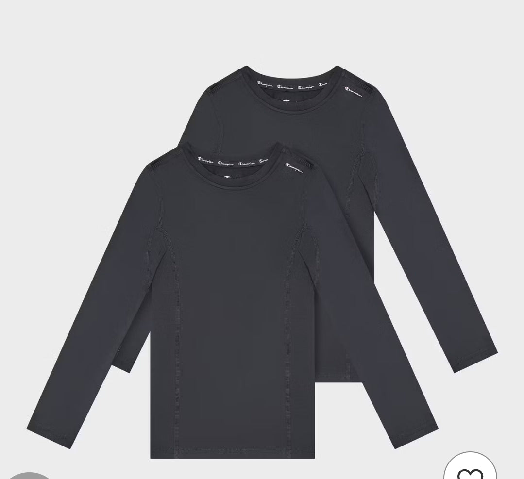 Champion Youth 2pk Compression Long Sleeve Shirt - Black/Black - XL