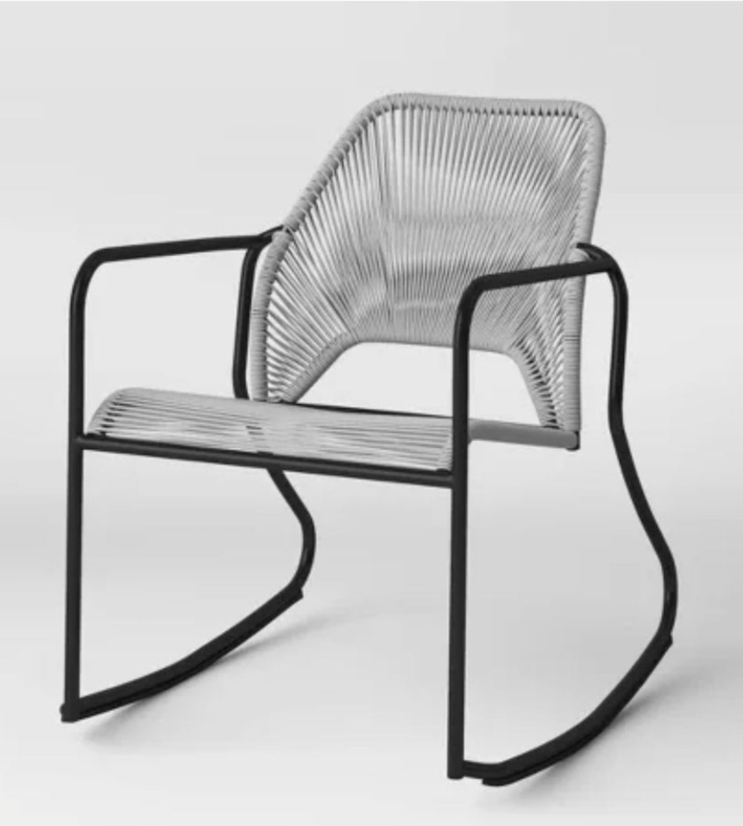 Outdoor Patio Rocking Chair Gray with Black Frame  for PICKUP ONLY