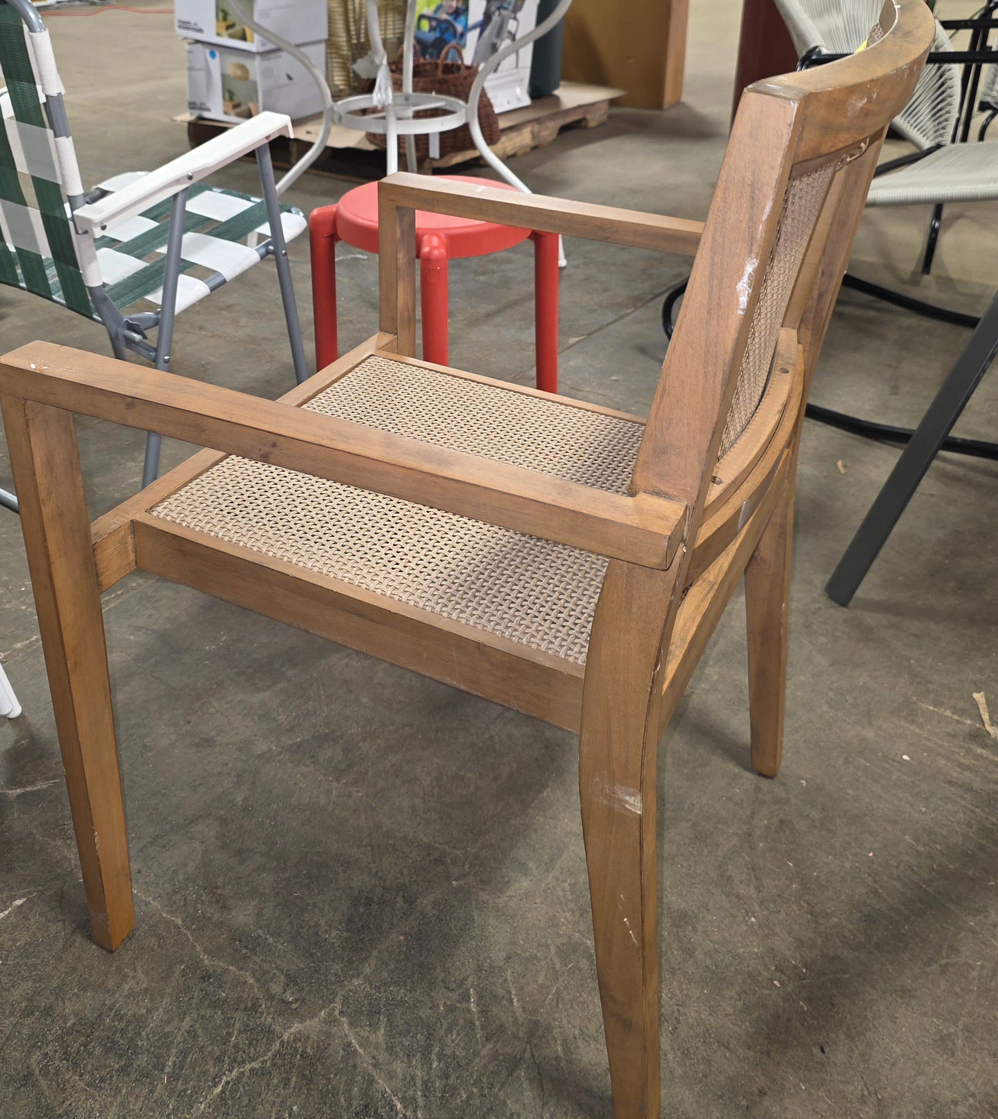 Wood Caning Stackable Patio Chair Brown - Threshold™ designed with Studio McGee. AS-IS PICKUP ONLY
