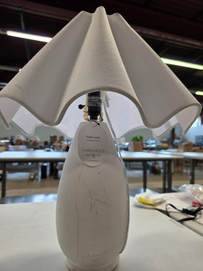 Wavy Shade Collection with Ceramic Base Table Lamp White - Threshold™  AS-IS PICKUP ONLY