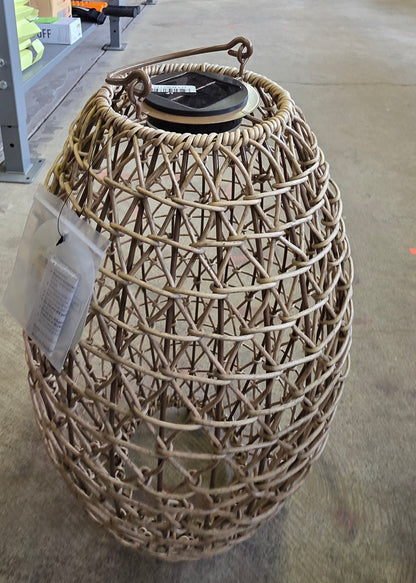 Open Weave Solar LED Large Outdoor Lantern 19.5" Tall