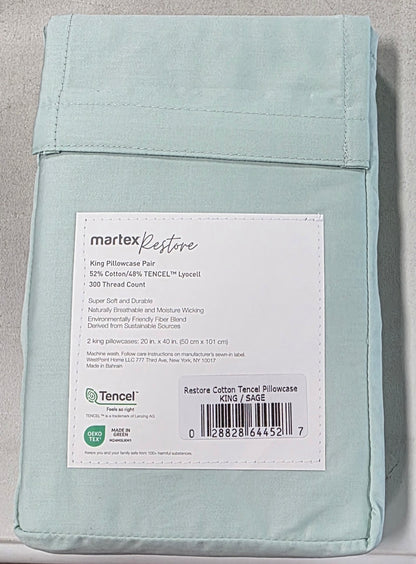 Martex Restore 300tc King  Pillowcase Pair