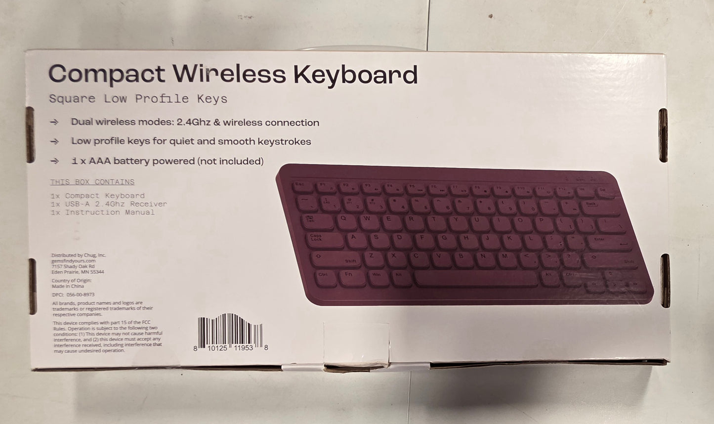 North Compact Square Key Wireless Keyboard - Plum Purple