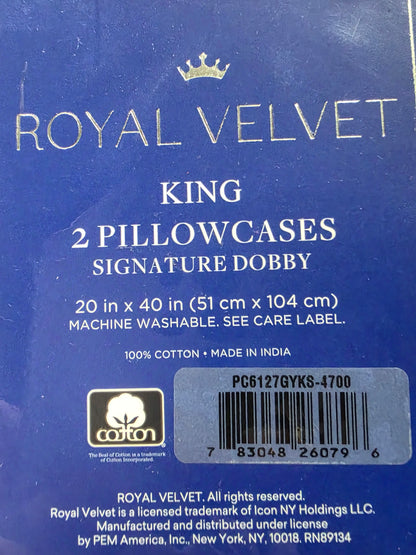 Royal Velvet Dobby Stripe Pillowcase Pair - King / Gray