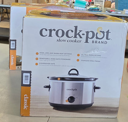 Crock Pot Slow Cooker Rpund 4.5 QT Stainless Steel Color