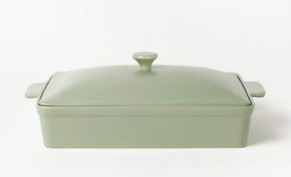 4qt Stoneware Rectangle Baking Dish with Lid Sage Green - Figmint™