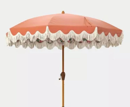 7.5' Fringed Dome Outdoor Patio Umbrella PICKUP ONLY