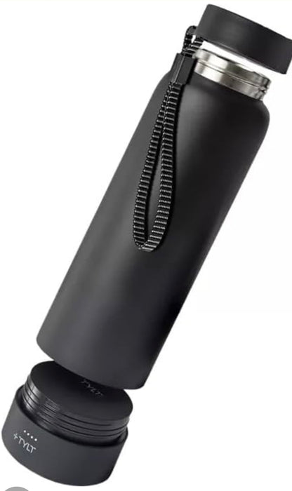 TYLT Power Bottle 2.0 24oz Stainless Steel Water Bottle with Magnetic Portable Power Bank