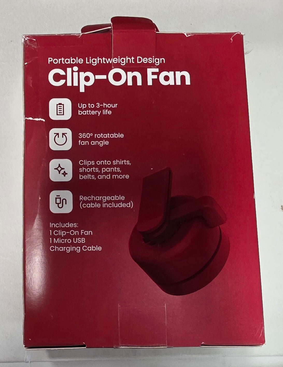 GEMS Clip on Personal Fan - Maroon - may be Damaged Box